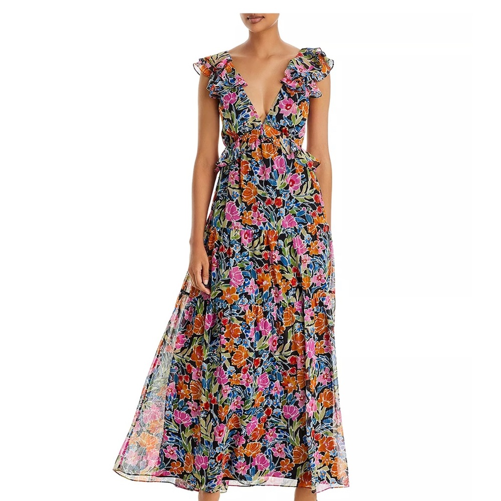 AQUA Floral Print Maxi Dress - 100% Exclusive, size M